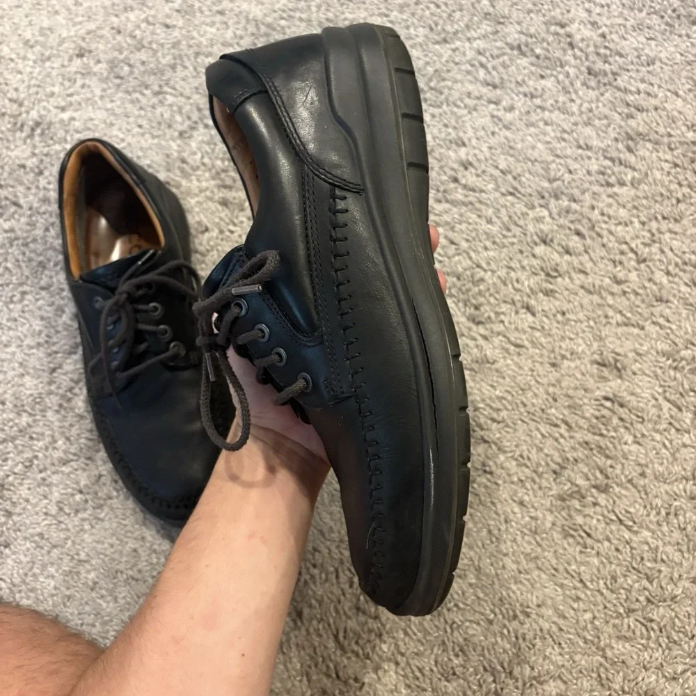 Ecco Seawalker Shoes Mens Size 10 / 44 Black Leather Oxford Casual Comfort Golf